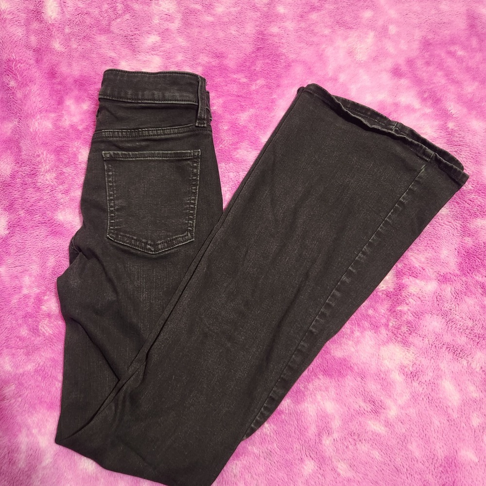 SO Juniors Jeans Size 3/26W Mid Rise Flare Black Stretch‎ Denim